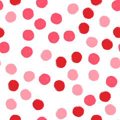 Polka dot red and pink seamless pattern on background. Vector design for textile, backgrounds, clothes, wrapping paper, web sites and wallpaper. Fashion illustration seamless pattern.