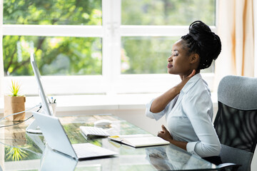 Woman With Bad Posture And Ergonomics