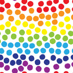 Rainbow polka dot seamless pattern on white background. Vector design for textile, backgrounds, clothes, wrapping paper, web sites and wallpaper. Fashion illustration seamless pattern.