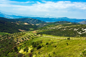 Fototapeta na wymiar panoramic view of the valley of the mountains in albania