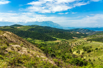 panoramic view of the valley of the mountains in albania