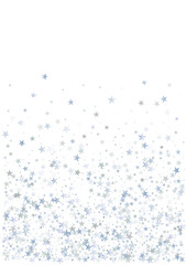 silver stars background, sparkling christmas lights confetti falling isolated on white. magic shining Flying stars glitter cosmic backdrop, sparkle vector border.