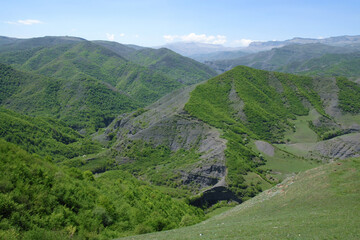 Fototapeta premium Mountainous landscape. Vicinity of Urkarakh village. Dagestan, North Caucasus, Russia.