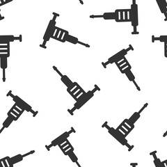 Jackhammer icon in flat style. Demolish vector illustration on white isolated background. Destroy seamless pattern business concept.