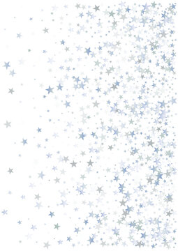 silver stars background, sparkling christmas lights confetti falling isolated on white. magic shining Flying stars glitter cosmic backdrop, sparkle vector border. © Good Goods
