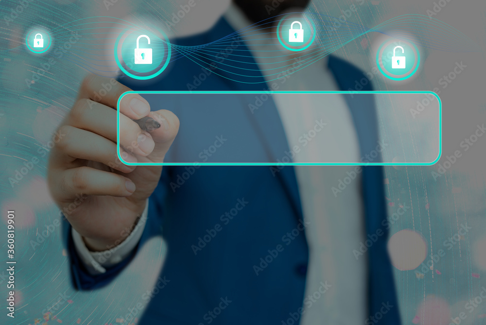 Poster graphics padlock for web data information security application system