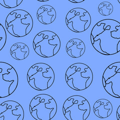 Vector model with a contour image of the earth. Illustration of a black contour on a white background.