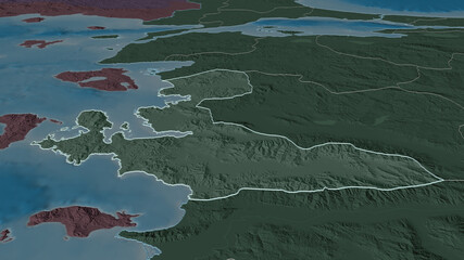 Izmir, Turkey - outlined. Administrative