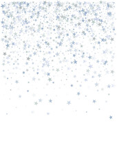 silver stars background, sparkling christmas lights confetti falling isolated on white. magic shining Flying stars glitter cosmic backdrop, sparkle vector border.