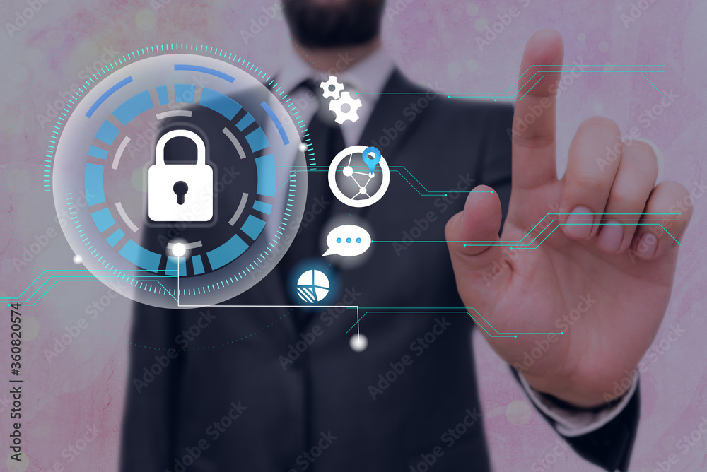 Poster graphics padlock for web data information security application system