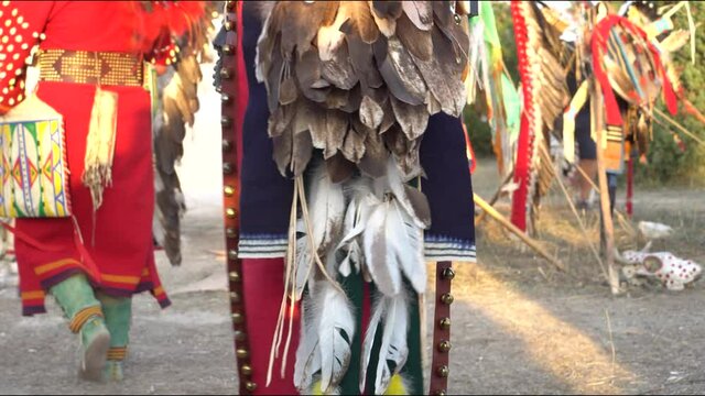 Authentic Indian clothing. Native American ethnic group. Warbonnets (or war bonnets) are the impressive feather headdresses