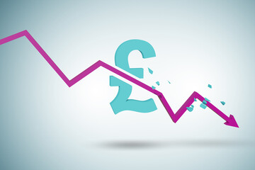 Concept of economic crisis and gbp pount inflation