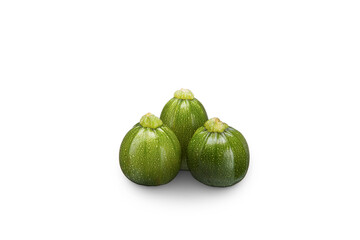 Green round zucchini isolated on white.
