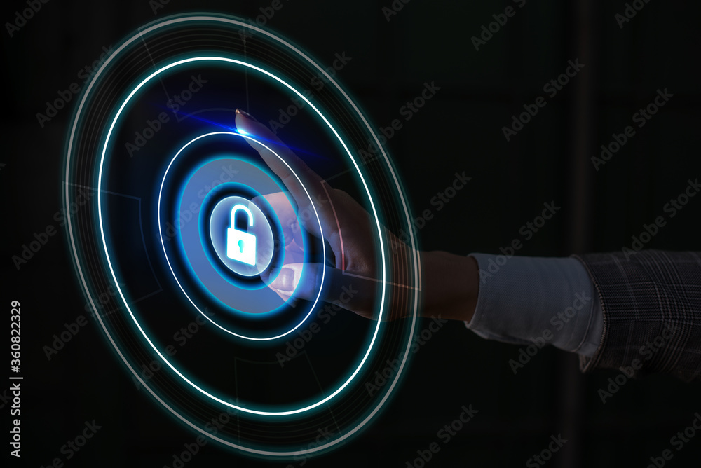 Poster graphics padlock for web data information security application system