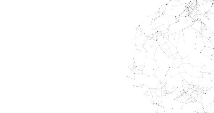 Abstract 3D illustration background motion transformation with Zen white gray dots lines on plexus pattern of future innovation technology digital business network connection