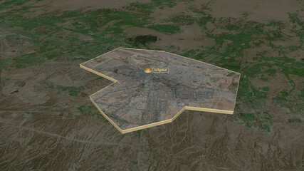 Fototapeta premium Aşgabat, Turkmenistan - extruded with capital. Satellite