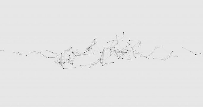 Abstract 3D illustration background motion transformation with Zen white gray dots lines on plexus pattern of future innovation technology digital business network connection