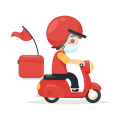 Cartoon Delivery staff Riding a motorcycle Exporting products