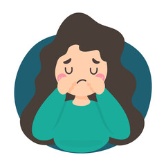 Cartoon woman who is crying and grieving from the disappointment in life