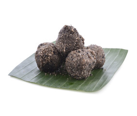 Thai traditional dessert Kanom Dag Nga and Gomphrena globosa flower