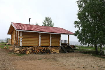 Fototapeta na wymiar Russian wooden bathhouse