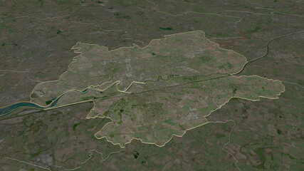 Warrington, England - outlined. Satellite