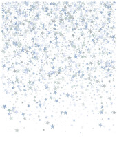 silver stars background, sparkling christmas lights confetti falling isolated on white. magic shining Flying stars glitter cosmic backdrop, sparkle vector border.