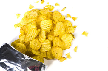 chips were scattered on a white background