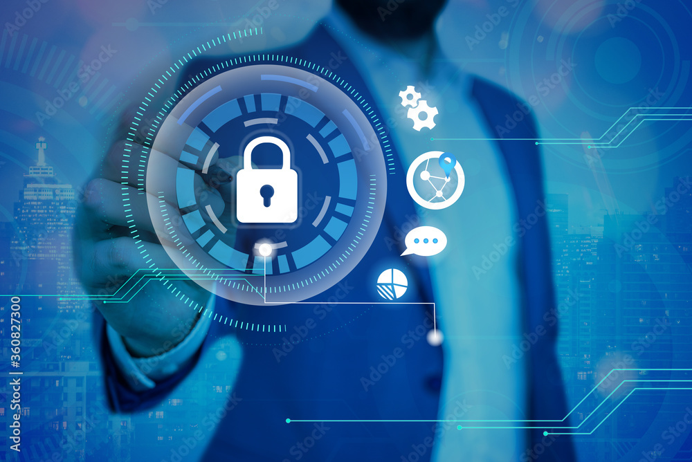 Poster graphics padlock for web data information security application system