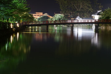 Fototapeta na wymiar 小田原城のお堀の夜景