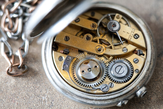 Inside a pocket watch