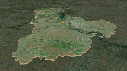 Kiev, Ukraine - extruded with capital. Satellite