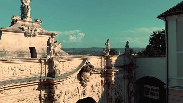 Aerial view of Alba Iulia Carolina's citadel most beautiful gate