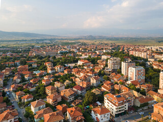 Fototapeta premium Aerial view of town of Petrich, Bulgaria