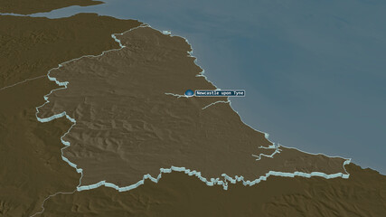 North East, United Kingdom - extruded with capital. Administrative