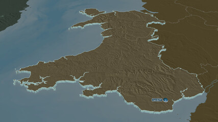 Wales, United Kingdom - extruded with capital. Administrative