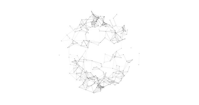 Abstract 3D illustration background motion transformation with Zen white gray dots lines on plexus pattern of future innovation technology digital business network connection