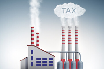 Plant in carbon tax and pollution concept - 3d rendering