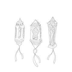 Cute doodle hand drawn lantern lamp for design element background