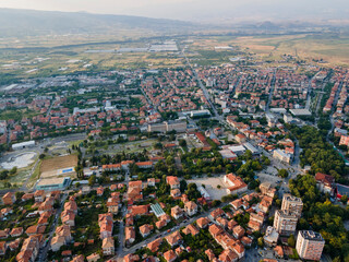 Fototapeta na wymiar Aerial view of town of Petrich, Bulgaria