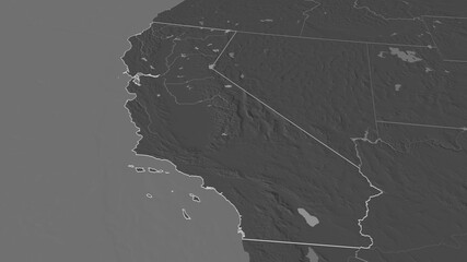 California, United States - outlined. Bilevel