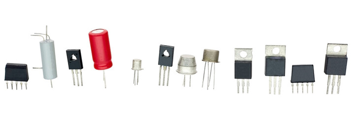 transistors different type on a white