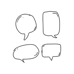 Set cute doodle hand drawn dialog bubbles collection for design element background