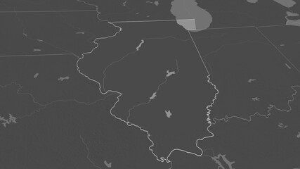 Illinois, United States - outlined. Bilevel