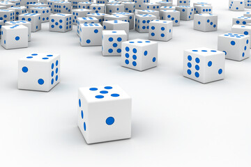 Infinite dices on a plane, original 3d rendering