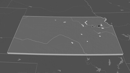 Kansas, United States - extruded with capital. Bilevel