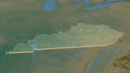 Kentucky, United States - extruded with capital. Relief