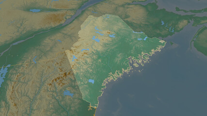 Maine, United States - outlined. Relief