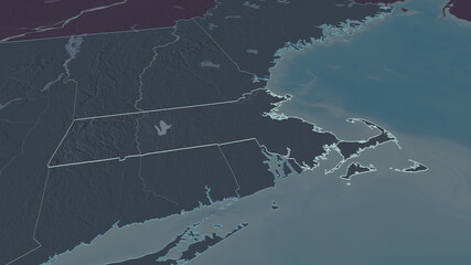 Massachusetts, United States - outlined. Administrative
