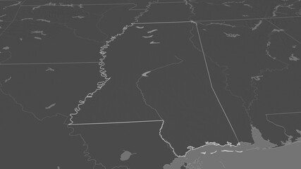 Mississippi, United States - outlined. Bilevel